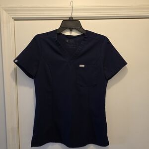 FIGS Navy V-Neck Scrub Top with Chest Pocket
